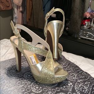 Bcbg gold heels
